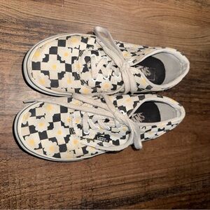 Vans Kids' Checkered Floral Sneakers - Black, White, Yellow